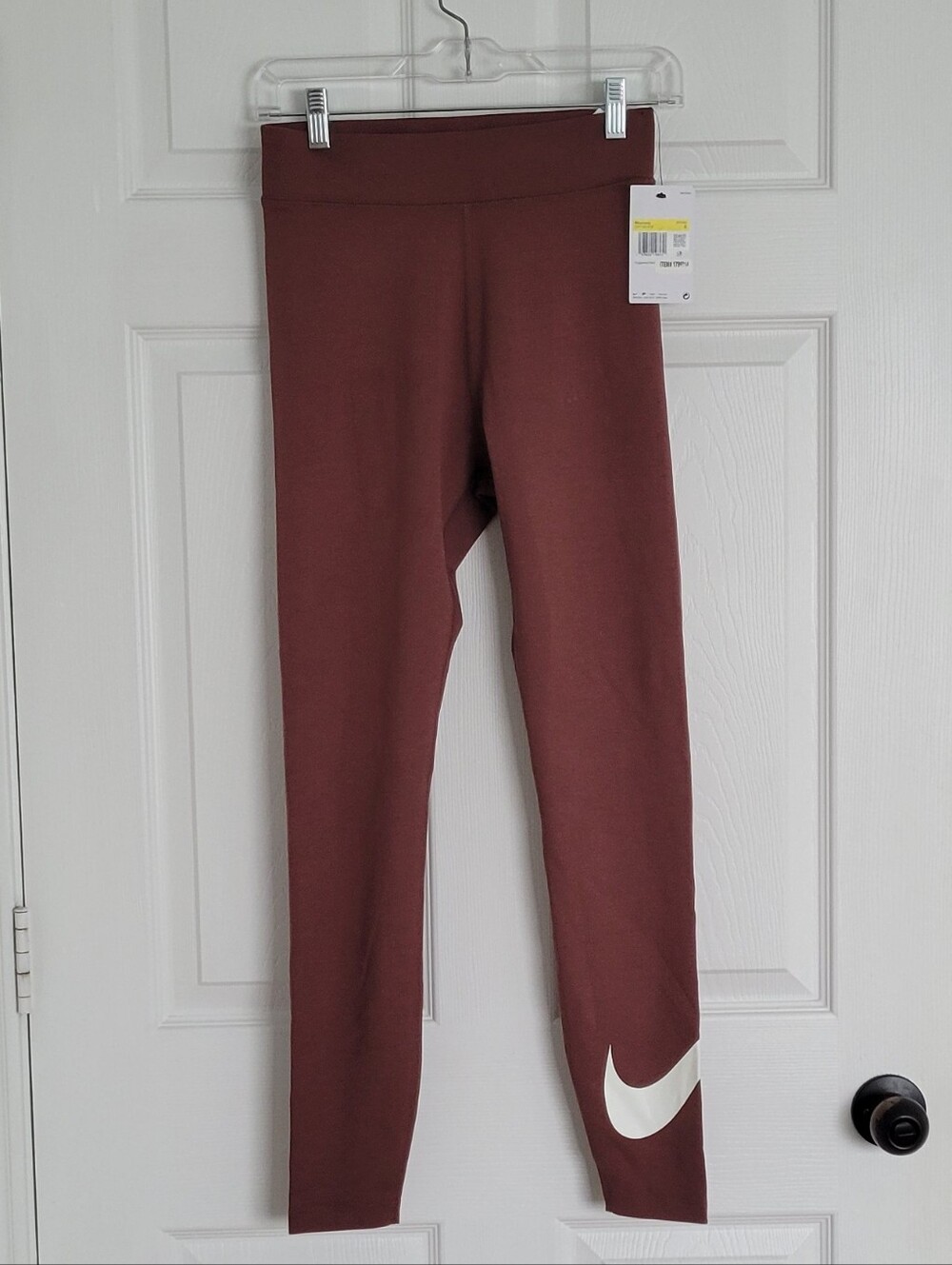 Nike Dusty Mauve Athletic Leggings with White Swoosh